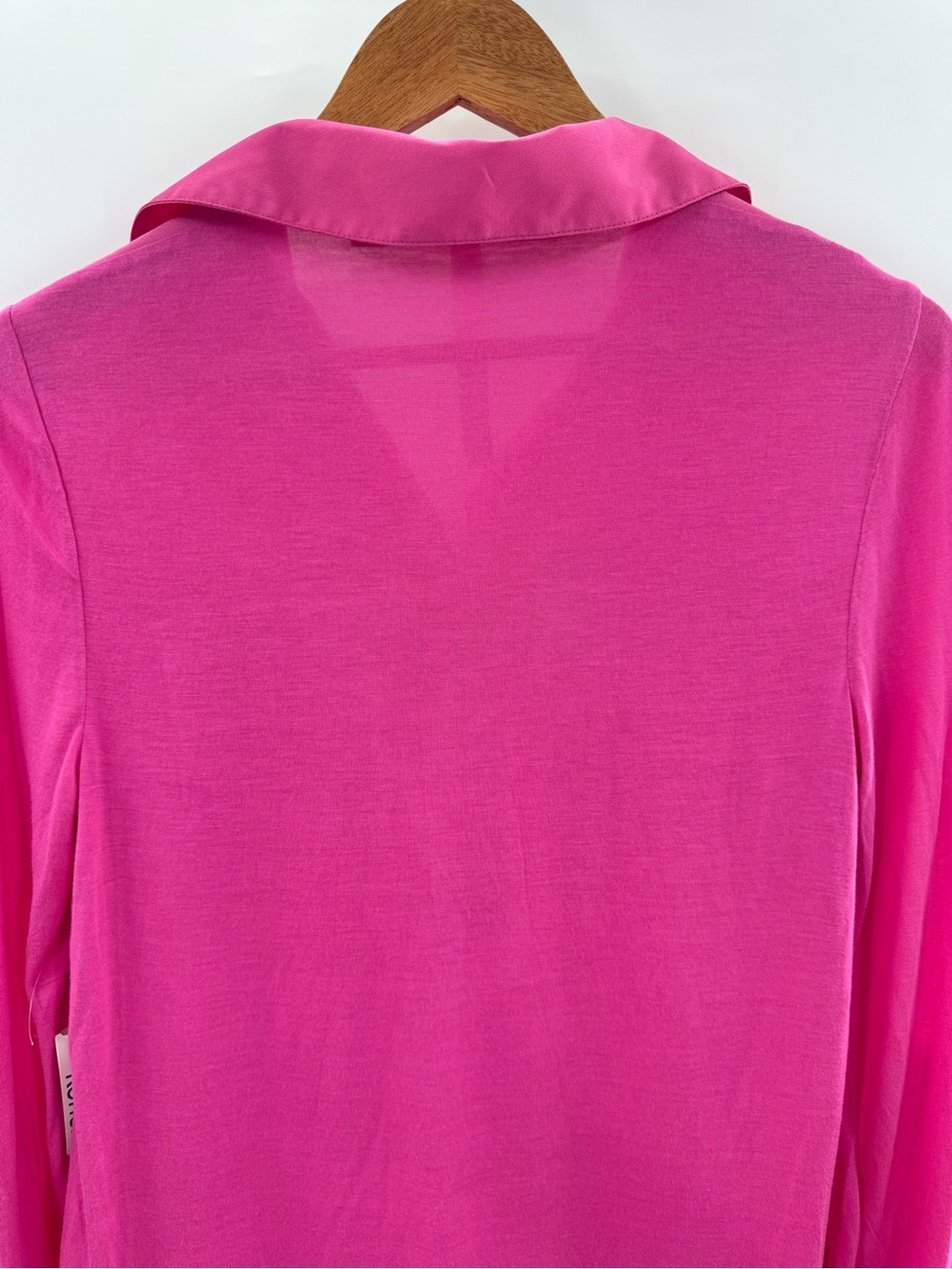 NWT Kensie Long Roll Tab Sleeve Pull Over V-Neck Blouse Lightweight Hot Pink S - Picture 6 of 11